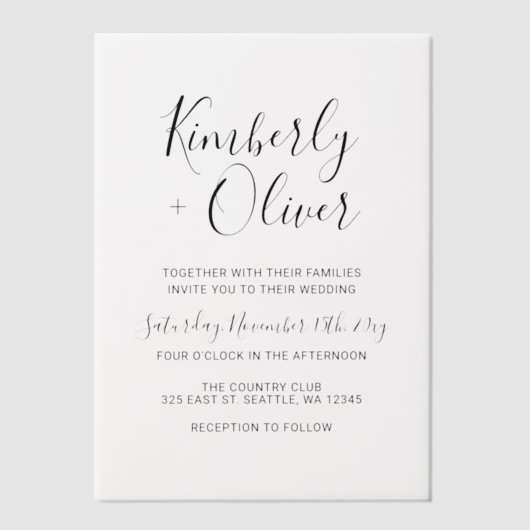 Elegant Wedding Vellum Uitnodigingen (Voorkant)