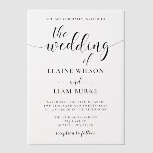 Elegant Wedding Vellum Uitnodigingen (Voorkant)