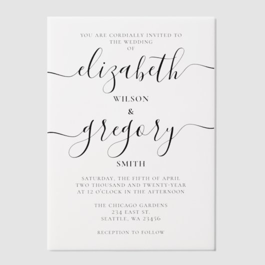 Elegant Wedding Vellum Uitnodigingen (Voorkant)