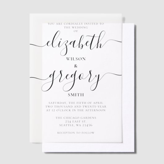 Elegant Wedding Vellum Uitnodigingen (Offset)