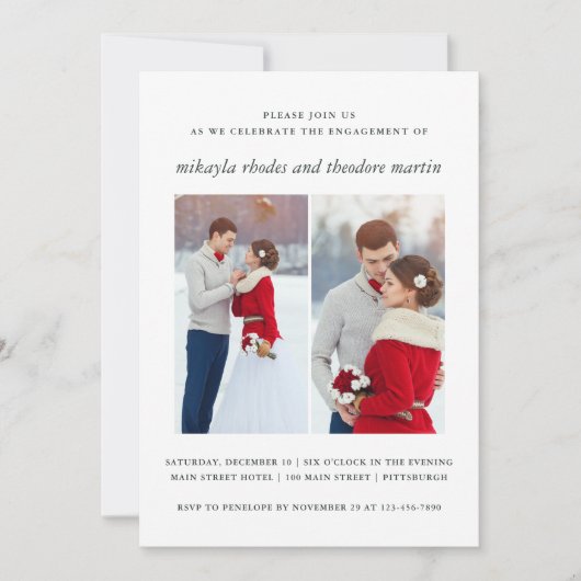 Elegant Wedding Verloving Fotouitnodiging Kaart (Voorkant)