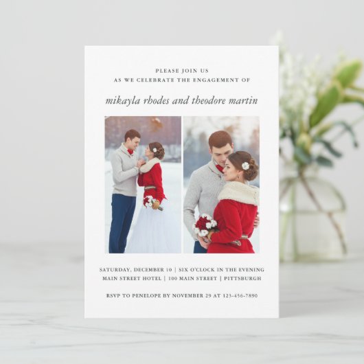 Elegant Wedding Verloving Fotouitnodiging Kaart (Staand voorkant)