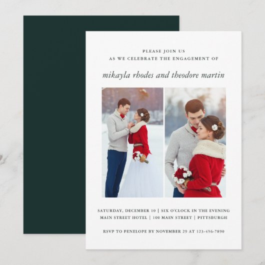 Elegant Wedding Verloving Fotouitnodiging Kaart (Voorkant / Achterkant)