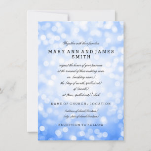Elegant Wedding Vow Renewal Blue Glitter Lights Kaart