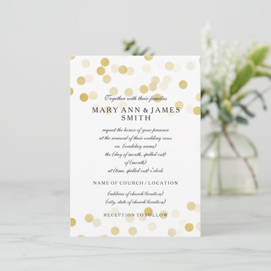 Elegant Wedding Vow Renewal Faux Gold Foil Glitter Kaart (Staand voorkant)
