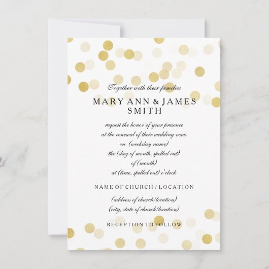 Elegant Wedding Vow Renewal Faux Gold Foil Glitter Kaart (Voorkant)