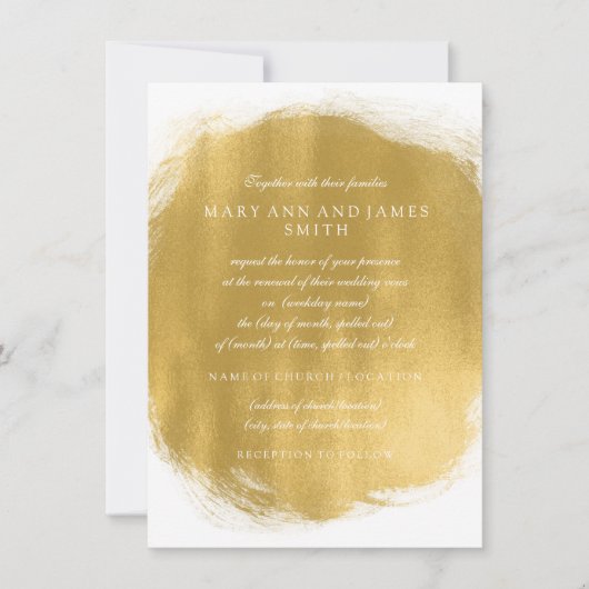 Elegant Wedding Vow Renewal Gold Paint Kijk uit Kaart (Voorkant)