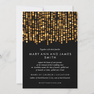 Elegant Wedding Vow Renewal Modern Gold Lights Kaart