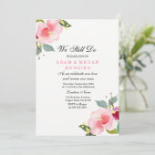 Elegant Wedding Vow Renewal Peachy Pink Invite Kaart (Staand voorkant)