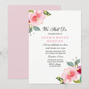 Elegant Wedding Vow Renewal Peachy Pink Invite Kaart