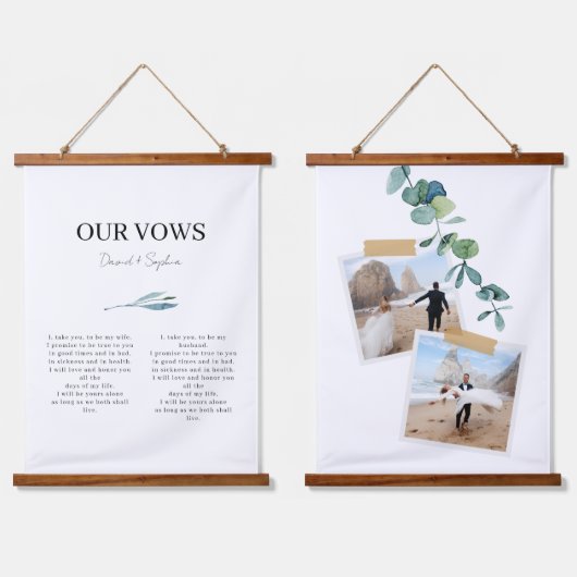 Elegant Wedding Vows Jubileum Gift Hangend Wandkleed (Dubbel)