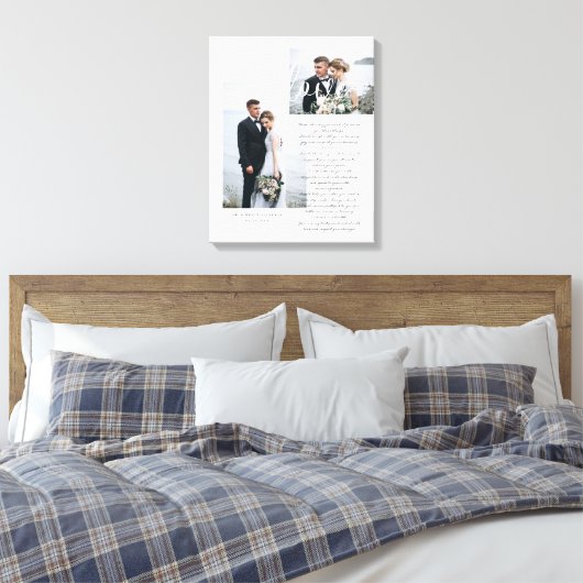 Elegant Wedding Vows Love Script Minimum Two Photo Canvas Afdruk (Insitu (Slaapkamer))