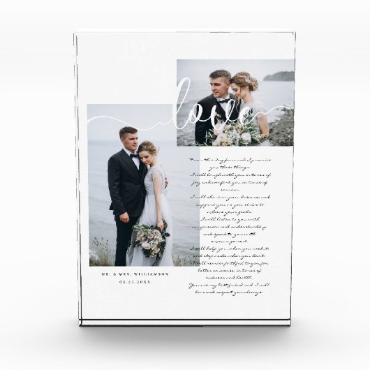 Elegant Wedding Vows Love Script Minimum Two Photo Fotoblokken (Voorkant)