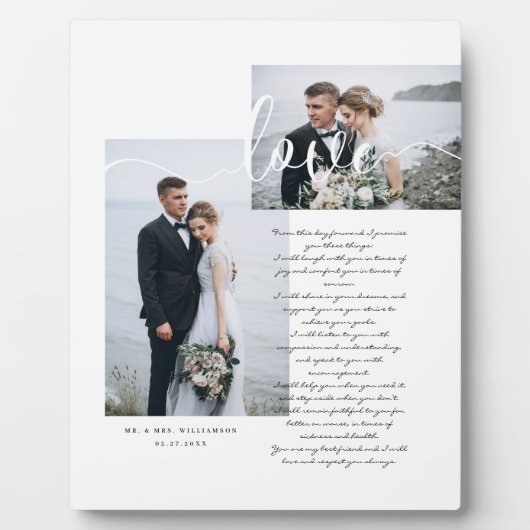 Elegant Wedding Vows Love Script Minimum Two Photo Fotoplaat (Voorkant)