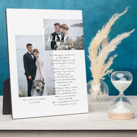 Elegant Wedding Vows Love Script Minimum Two Photo Fotoplaat (Zijkant)