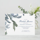 Elegant Wedding Vrijgezellenfeest Blue Floral Kaart (Staand voorkant)