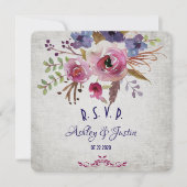 Elegant Wedding Waterverf Flowers RSVP-kaart Kaart (Voorkant)