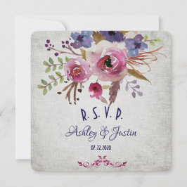 Elegant Wedding Waterverf Flowers RSVP-kaart Kaart