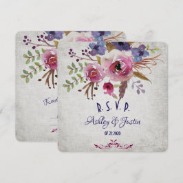 Elegant Wedding Waterverf Flowers RSVP-kaart Kaart