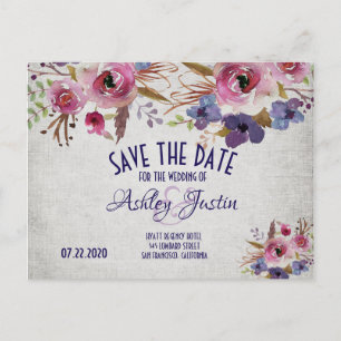 Elegant Wedding Waterverf Flowers Save the Date Aankondigingskaart