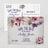 Elegant Wedding Waterverf Flowers Save the Date Aankondigingskaart (Voorkant / Achterkant)