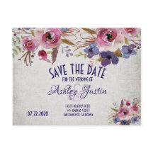 Elegant Wedding Waterverf Flowers Save the Date
