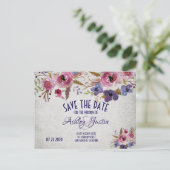 Elegant Wedding Waterverf Flowers Save the Date Aankondigingskaart (Staand voorkant)