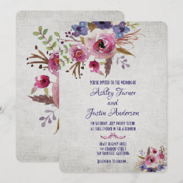 Elegant Wedding Waterverf Flowers Uitnodigingen