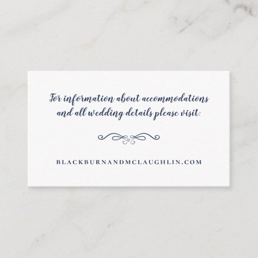 Elegant Wedding Website Blue White Modern Classic Informatiekaartje (Voorkant)