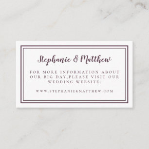 Elegant Wedding Website Minimalist Cassis Paars Informatiekaartje