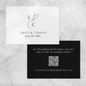 Elegant Wedding Website QR Code Black White Modern Informatiekaartje