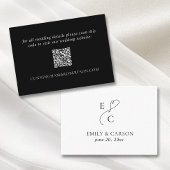 Elegant Wedding Website QR Code Black White Modern Informatiekaartje