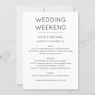 Elegant Wedding Weekend Itinerary Uitnodiging