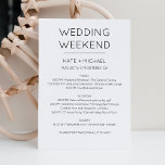 Elegant Wedding Weekend Itinerary Uitnodiging<br><div class="desc">Elegant Minimalistisch Modern Calligraphic Wedding Weekend planningschema. Het ontwerp kenmerkt een elegante moderne lay-out van de stijltekst. Als u geavanceerde wijzigingen wilt aanbrengen,  selecteert u "Klik om verder aan te passen" onder Deze sjabloon personaliseren.</div>