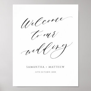 Elegant Wedding Welcome Calligraphy Sign Poster