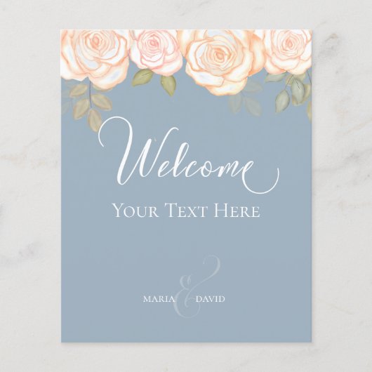 Elegant Wedding Welcome Creëer Your Ewn Dusty Blue Flyer (Voorkant)