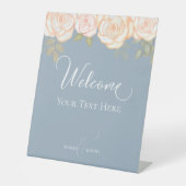 Elegant Wedding Welcome Creëer Your Ewn Dusty Blue Reclamebord Met Voetstuk (Voorkant)