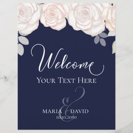 Elegant Wedding Welcome Creëer Your Ewn Navy Blue Flyer (Voorkant)