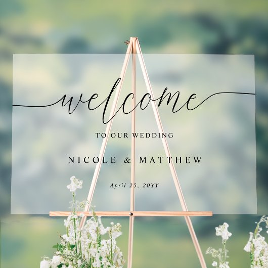 Elegant Wedding Welcome Frosted Look Acrylic Sign Acryl Bord