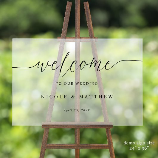 Elegant Wedding Welcome Frosted Look Acrylic Sign Acryl Bord