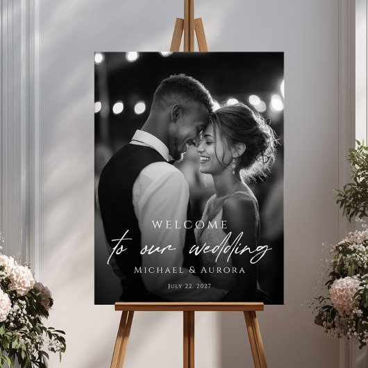 Elegant wedding welcome photo poster