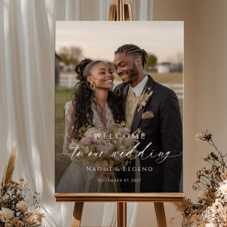 Elegant wedding welcome photo  poster