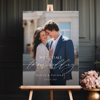 Elegant wedding welcome photo poster