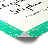 Elegant Wedding Welcome Pink Floral Blauwgroen Gol Poster (Hoek)