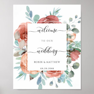 Elegant Wedding Welcome Sign. Etheral Floral Poster