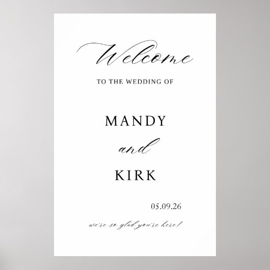 Elegant Wedding Welcome Sign Poster (Voorkant)