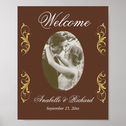 Elegant Wedding Welcome Sign. Poster met foto (Voorkant)