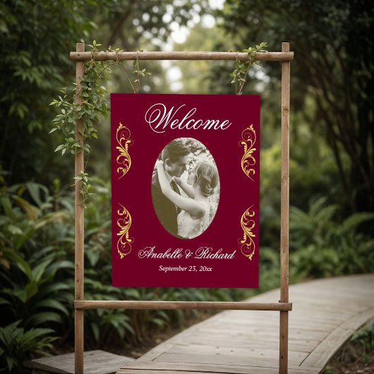 Elegant Wedding Welcome Sign. Poster met foto