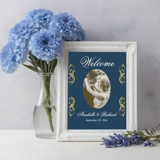 Elegant Wedding Welcome Sign. Poster met foto