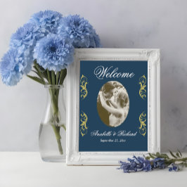 Elegant Wedding Welcome Sign. Poster met foto